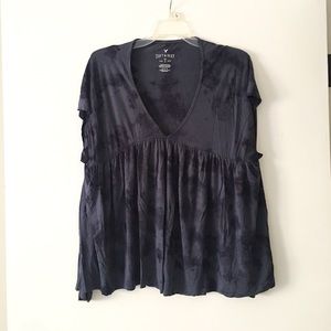 Blue Grey Tie Dyed Top